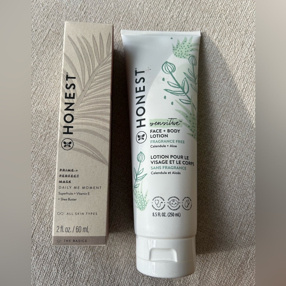 NWT full size Honest Beauty Prime Perfect Mask and face body lotion bundle